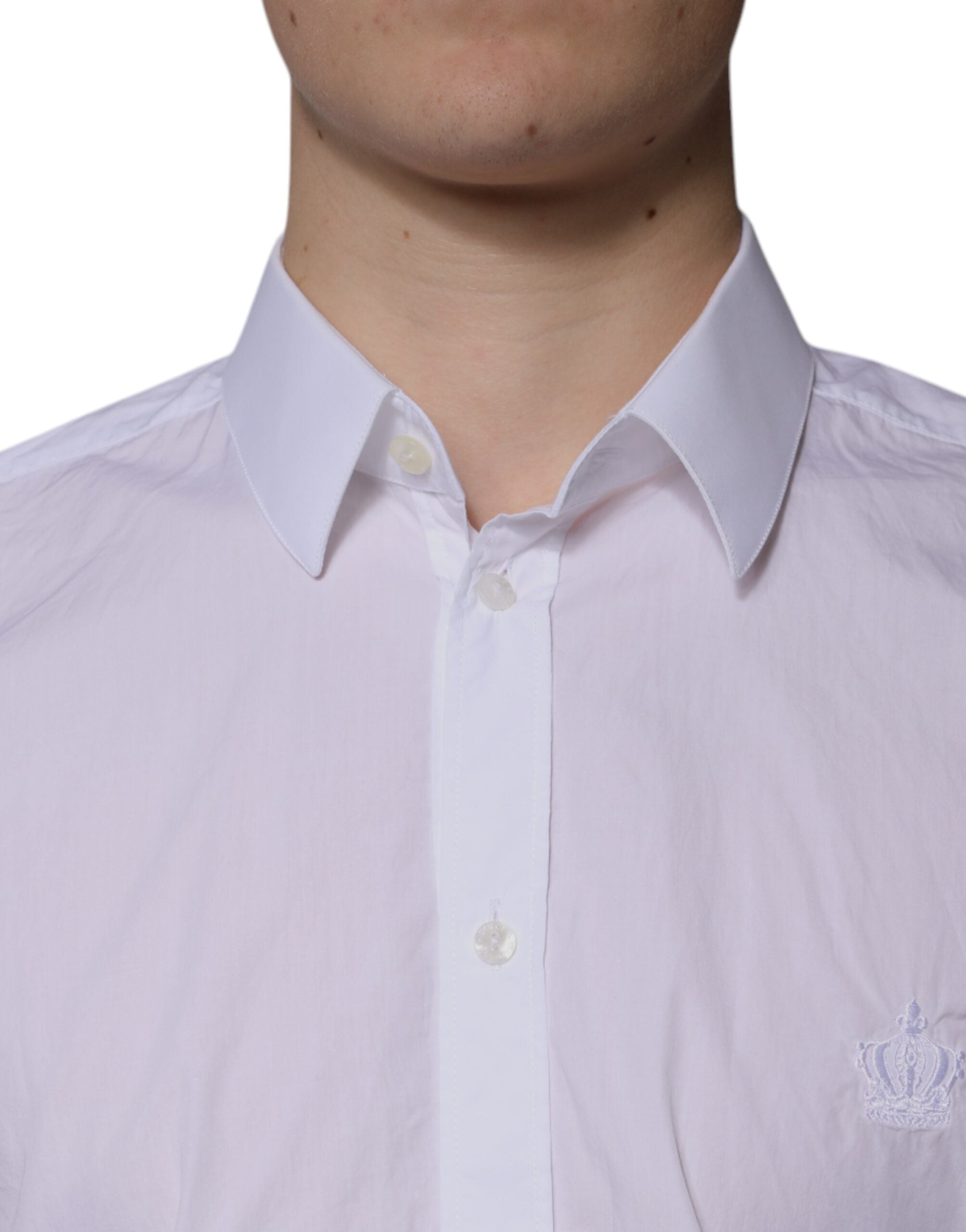 Dolce & Gabbana White Slim Fit MARTINI Men's Cotton Shirt